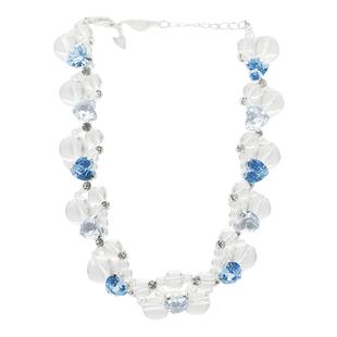 祝绪丹同款·绫蓝色水晶串珠多层流苏叠戴项链女夏日高级感choker