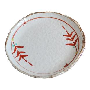 日本进口 手绘灰釉赤绘小碟 复古釉下彩水果餐盘 精致陶日式餐具