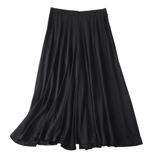 真丝加捻大摆裙裤女 休闲百搭舒适重磅桑蚕丝遮肉显瘦大码阔腿裤