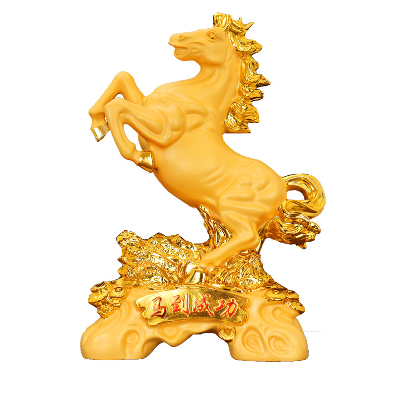 招财马到成功摆件办公室沙金生肖马装饰玄关客厅中式乔迁开业礼品