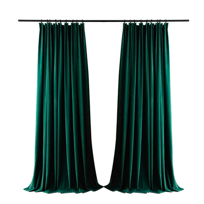 墨绿色丝绒窗帘高遮光复古风窗帘