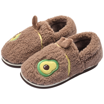 儿童棉拖鞋冬季包跟保暖牛油果