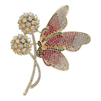 小香风渐变锆石蒲公英蝴蝶胸针女