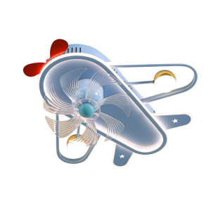 灯氏全光谱护眼满天星飞机风扇灯静音摇头儿童房灯卧室智能吸顶灯