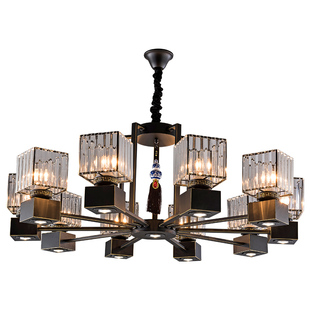 新中式大餐厅吊灯水晶灯带射灯餐饮酒饭店会所宴会厅包厢包间吊灯