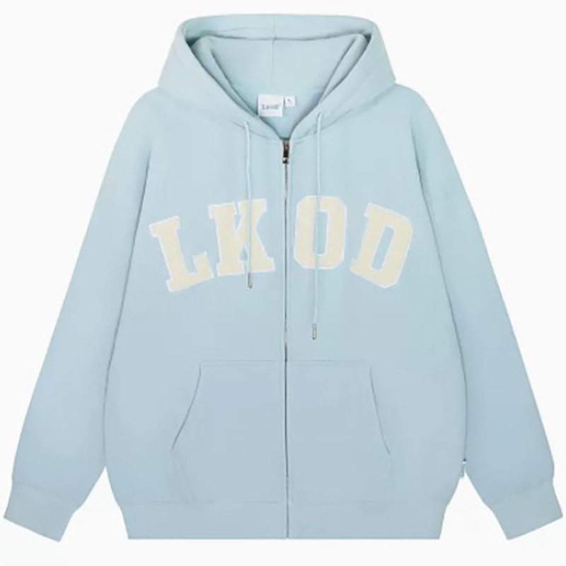 拉链帽衫字母毛巾绣LKOD