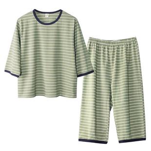 胖童装男童睡衣加肥加大码中袖七分裤家居服套装大男孩青少年夏款