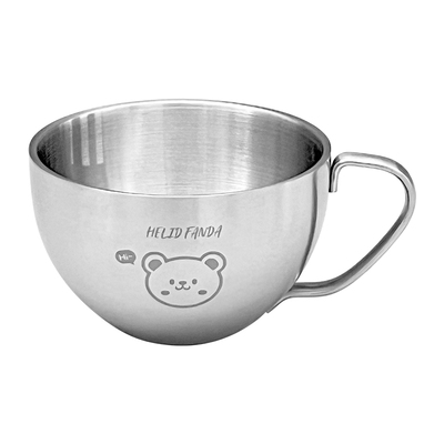 304不锈钢儿童碗双层单耳汤碗带把手吃饭小碗宝宝辅食碗防摔防烫