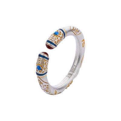 顺庆银楼女足银9999新中式戒指