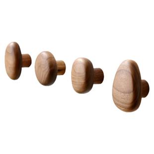 黑胡桃实木壁挂衣帽钩免打孔挂钩墙上门后创意可爱玄关木质挂衣钩