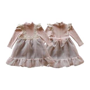 女童冬季连衣裙2024草莓珊韩国儿童女孩优雅加厚公主连衣裙