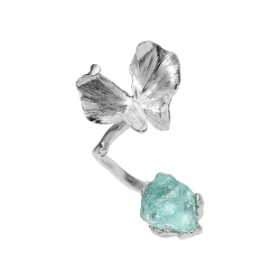 DifferentYoung纯银小众设计感蝴蝶戒指女开口手工花蓝色食指戒