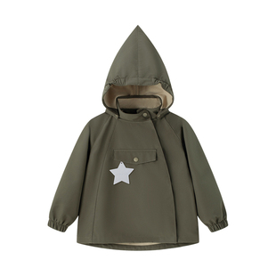 丹麦MINI A TURE童装25秋新品男女童精灵帽软壳防水防风儿童外套
