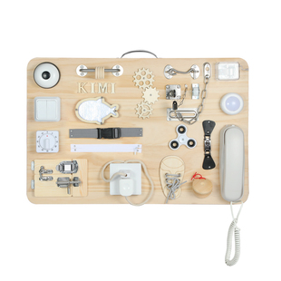 忙碌板DIY配件玩具集合精细动作锻炼走珠套柱绕珠螺丝配对彩虹圈