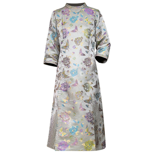 宋锦真丝长袖连衣裙春季大方得体绝美正式场合端庄2026新款裙子女