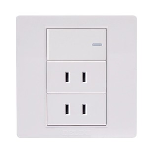 德力西一开双控四孔带开关插座家用单开双联带二两孔86型暗装面板