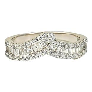 闪耀V字排钻925银气质戒指镶嵌火彩高碳钻指环日常时尚轻奢名媛女