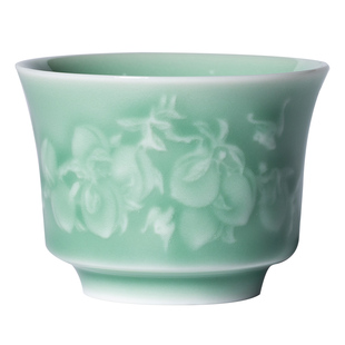 龙泉青瓷正品 主人杯单杯九桃五福陶瓷个人家用功夫茶具品茗杯子