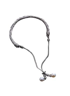 925银花纹弯管抽拉实心手镯女2025年小众设计感实心手镯精致饰品