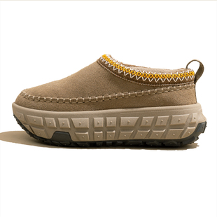 防滑加绒厚底包头拖鞋增高女2025冬季新款一脚蹬轮胎底加厚雪地靴