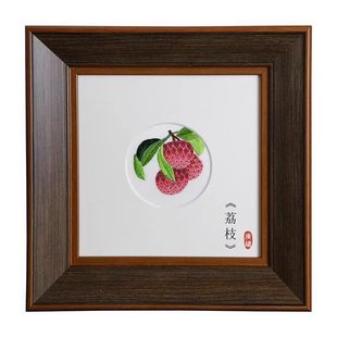 聚元祥纯手工荔枝木棉花单面绣摆件王新元广绣粤绣中国特色礼品