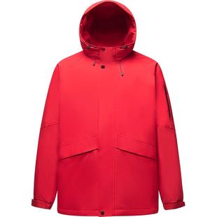 森马羽绒服男中长款2024冬新款新年红色三防防风户外滑雪连帽保暖