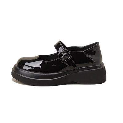 栗原熊学院风松糕底玛丽珍鞋