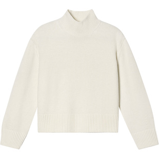 LK BENNETT白色毛衣2025冬新款100%绵羊毛套头小高领简约纯色上衣