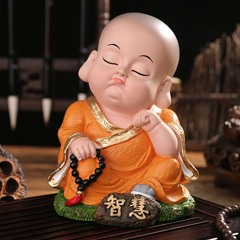 禅意小和尚摆件小沙弥大号书房办公室装饰品可爱创意客厅桌面摆设