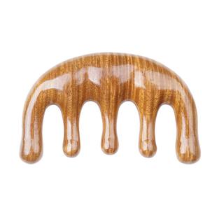 绿檀木头部经络梳子便携肩颈脸部按摩木梳黑檀木加厚整料大圆宽齿