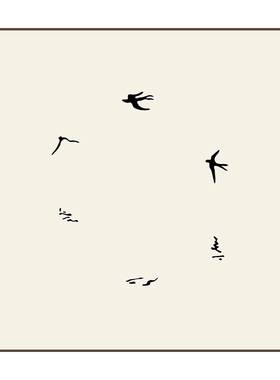北欧极简DIY休闲区燕子立体挂画