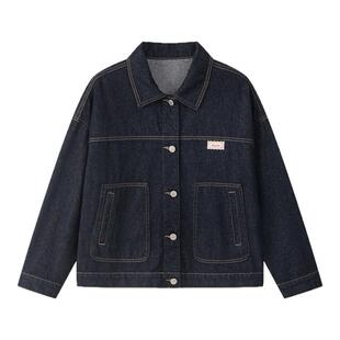 笛莎官旗2025秋新款女大童初高中生青少年基础百搭款宽松牛仔外套