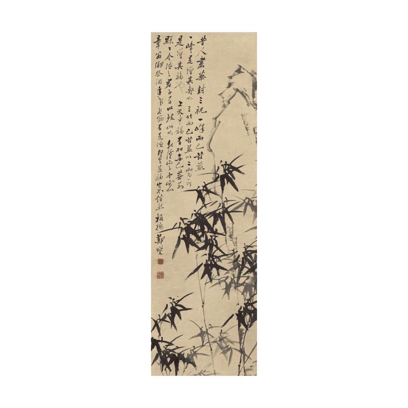 隔断软水墨竹屏风纱中式卷帘挂帘窗帘纱帘透光电动复古隔断纱幔