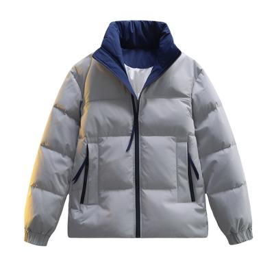 休闲立领户外撞色面包服羽绒服