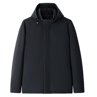 【羊毛填充】庄吉男士夹克2025秋冬新款耐磨防风连帽外套棉服男装