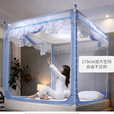 蚊帐三开门拉链坐床式儿童防摔方顶1.5米/1.8m床蒙古包家用纹帐