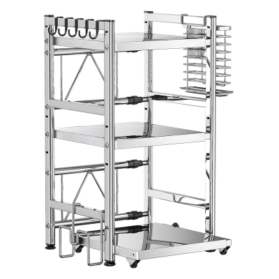 不锈钢微波炉置物架可抽拉伸缩