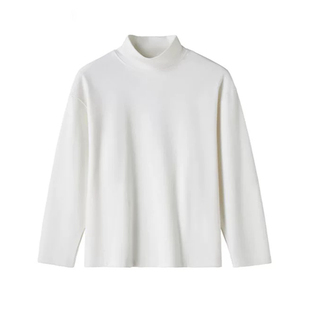 半墨大码德绒T恤男150-300斤宽松发热半高领保暖打底衫内搭卫衣