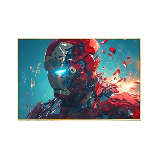 钢铁侠AI挂画复仇者联盟贾维斯装饰画马克三机甲装备客厅床头壁画
