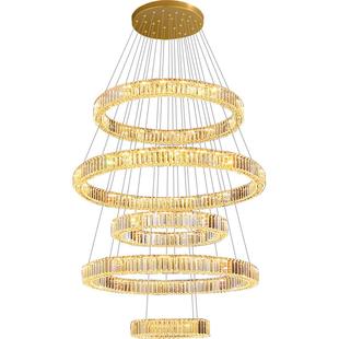 复式楼别墅客厅大吊灯轻奢水晶楼梯吊灯LOFT公寓中楼挑空客厅灯