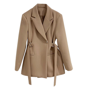 小西装外套女2025春秋新款网红小个子韩版系带西服上衣设计感小众