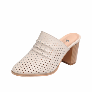 2025新款软皮包头半拖鞋女夏季外穿气质粗跟高跟鞋半托真皮凉拖鞋