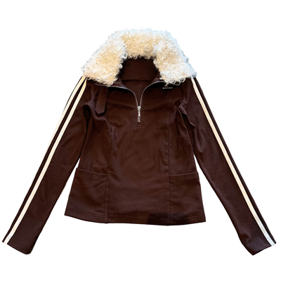 长袖翻领卫衣女显瘦百搭毛领上衣