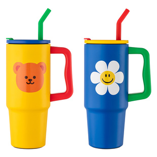 Glasslock&wigglewiggle联名不锈钢大容量吸管杯2件套保温保冷杯