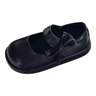 贝然童鞋女童头层牛皮黑色校园表演软底防滑春秋款公主女宝宝单鞋