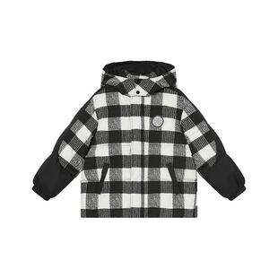 RBIGX瑞比克童装冬季新款儿童黑白印花撞色拼接保暖羽绒服
