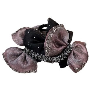 暮色鸢尾~法式轻奢麦穗水钻抓夹气质紫色AB面网纱鲨鱼夹头巾遮耳