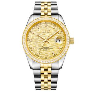 拜戈瑞士金钻表24K黄金男表镶天然钻石轻奢自动机械表男士手表