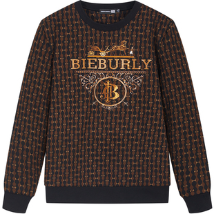 BM欧洲站男装欧货潮牌字母烫钻条纹卫衣男2024新款外套男春秋款