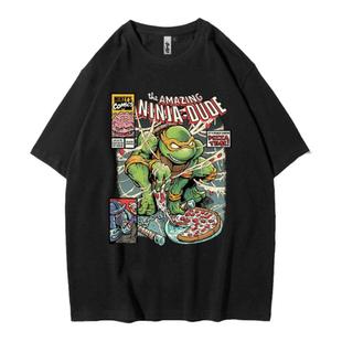 忍者神龟T恤男电影游戏复古短袖动漫周边宽松纯棉学生休闲上衣潮